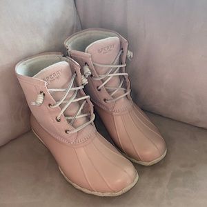 Reduced!  Super cute Light PINK Sperry boots, size 9.